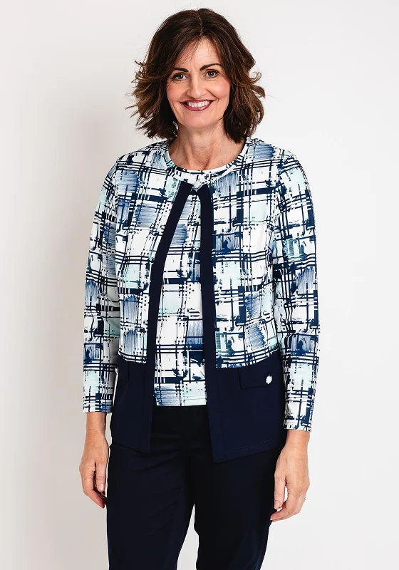 Limited Stock Via Veneto Abstract Print Jacket & Top Twinset, Green Navy