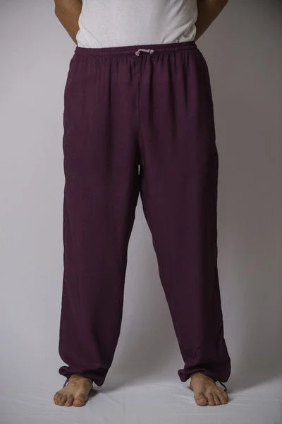 Savings Event Unisex Solid Color Drawstring Pants in Dark Purple