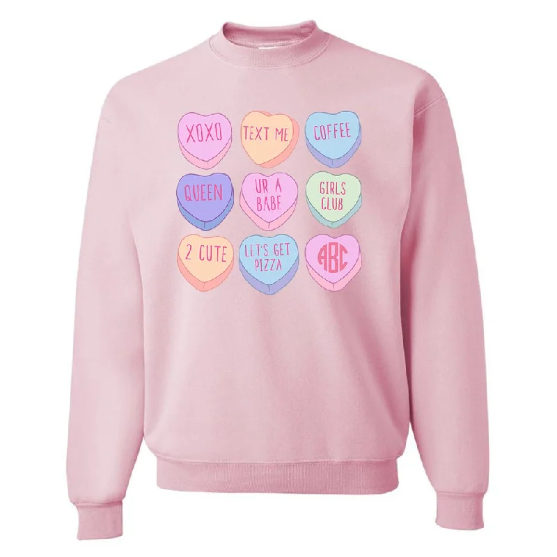 Midnight Madness Monogrammed 'Candy Hearts' Crewneck Sweatshirt