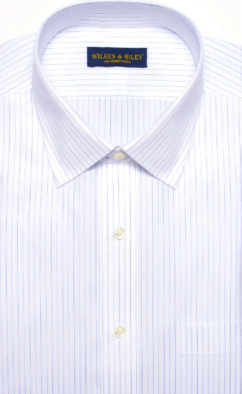 Classic Fit Narrow Alternating Stripe Spread Collar Supima® Cotton Non-Iron Broadcloth Dress Shirt