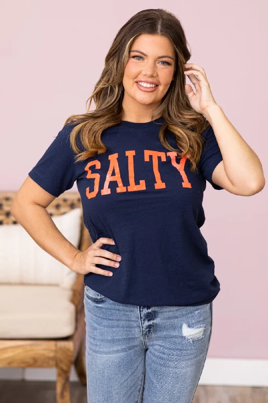Bargain Bin Navy and Orange Salty Graphic Tee