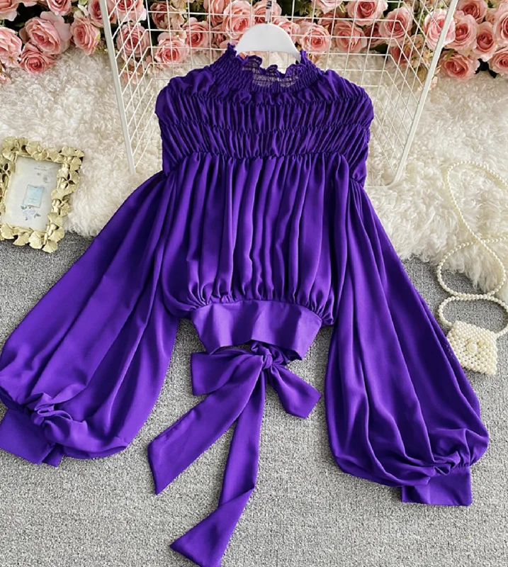 Weekend Discounts to Delight Stylish chiffon long sleeve tops  337