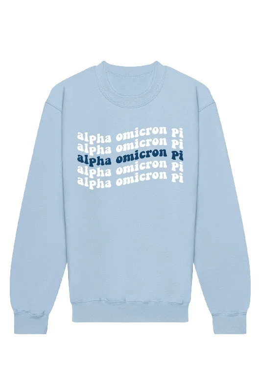 Weekend Bargains to Cherish Alpha Omicron Pi Ride The Wave Crewneck Sweatshirt