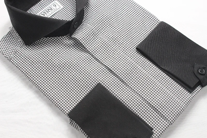 Houndstooth 1 | Black & White | French Cuff Shirt