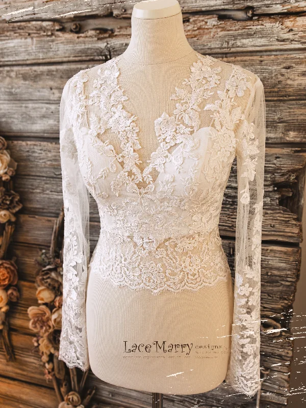Super Bargain ERIKA #7 / Lace Crop Top with Long Sleeves and Separate Bustier