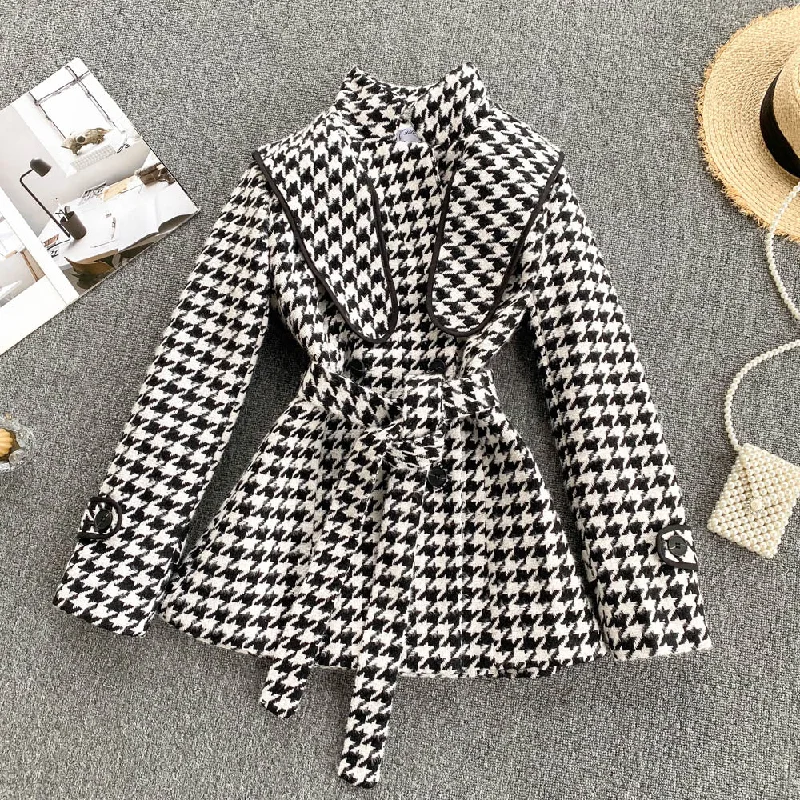 Value Deals Thousand bird lattice small fragrant wind tweed coat  1497