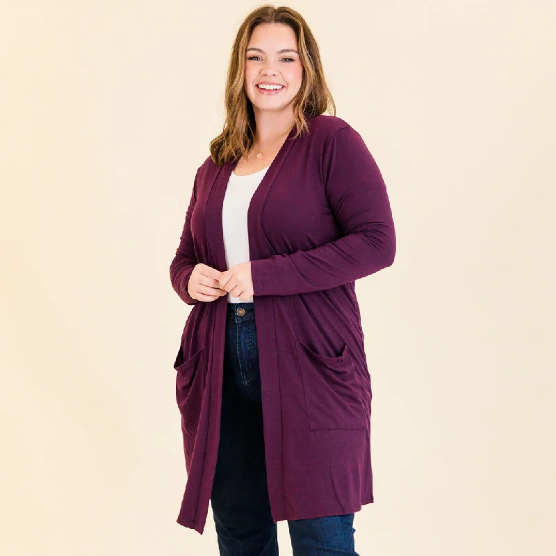 Best Bargains Staying Inside Cardigan, Eggplant
