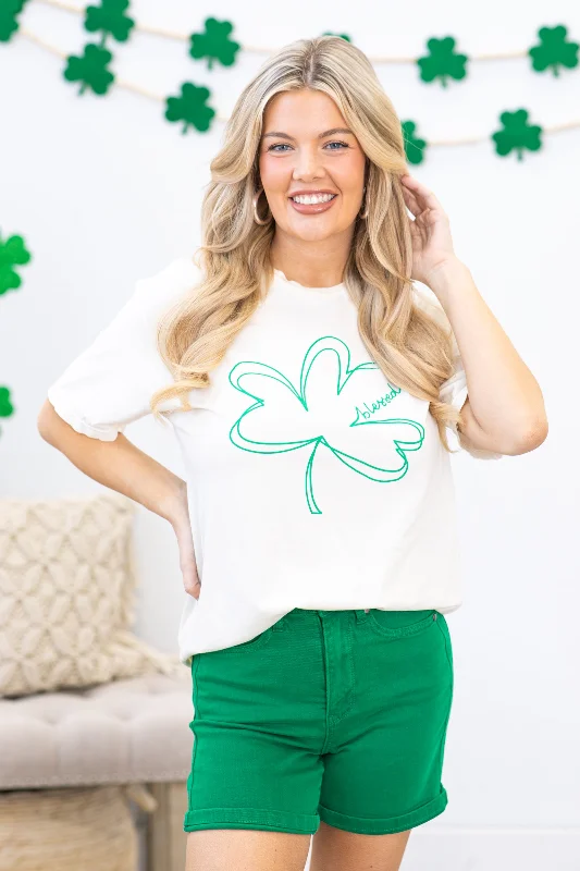 Best Seller Ivory Blessed Clover Graphic Tee