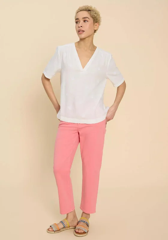 Savings Galore White Stuff Elodie Embroidered Linen Blend Top, Natural White