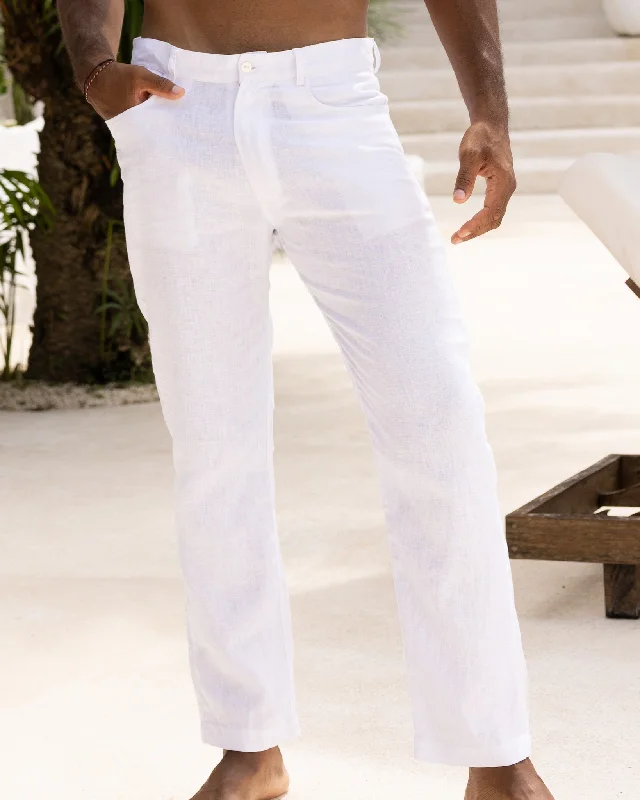 The Casa Blanca - White Linen Vacation Pants