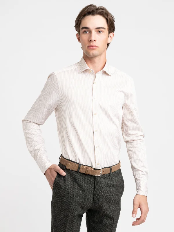 Brown Striped Slimline Shirt