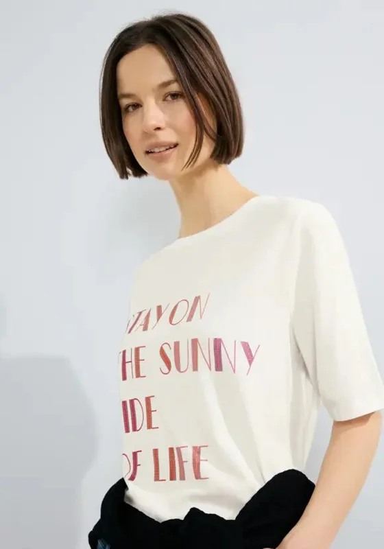 Weekend Bargains to Love Cecil Text Print T-Shirt, Vanilla White