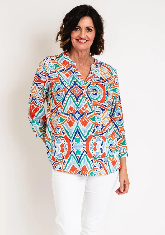 Online Exclusive Serafina Collection Curve Abstract Print Blouse, Multi-Coloured