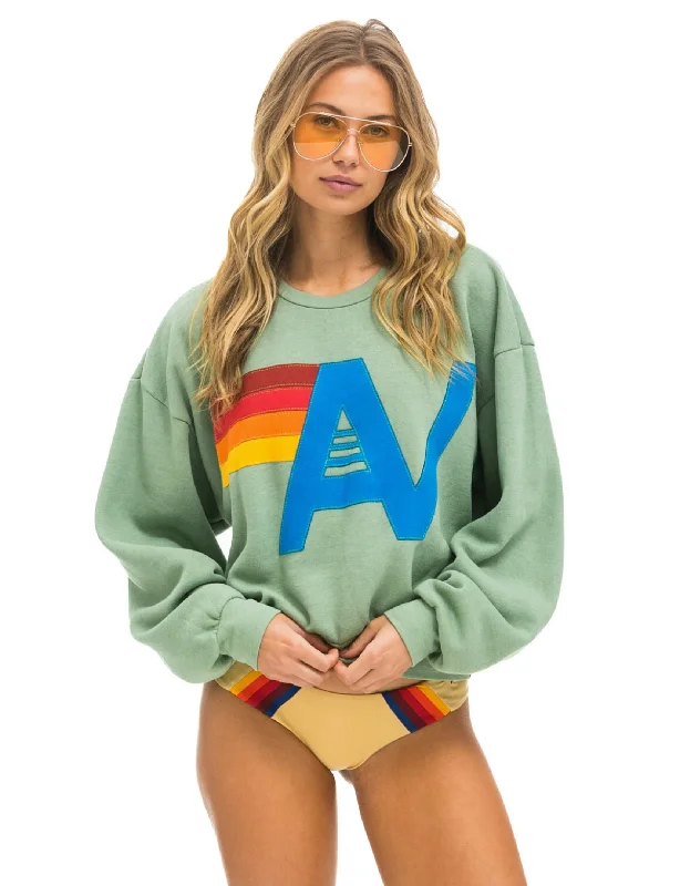 Weekend Discounts to Indulge In Logo Stitch Relaxed Crew Sweatshirt, Sage