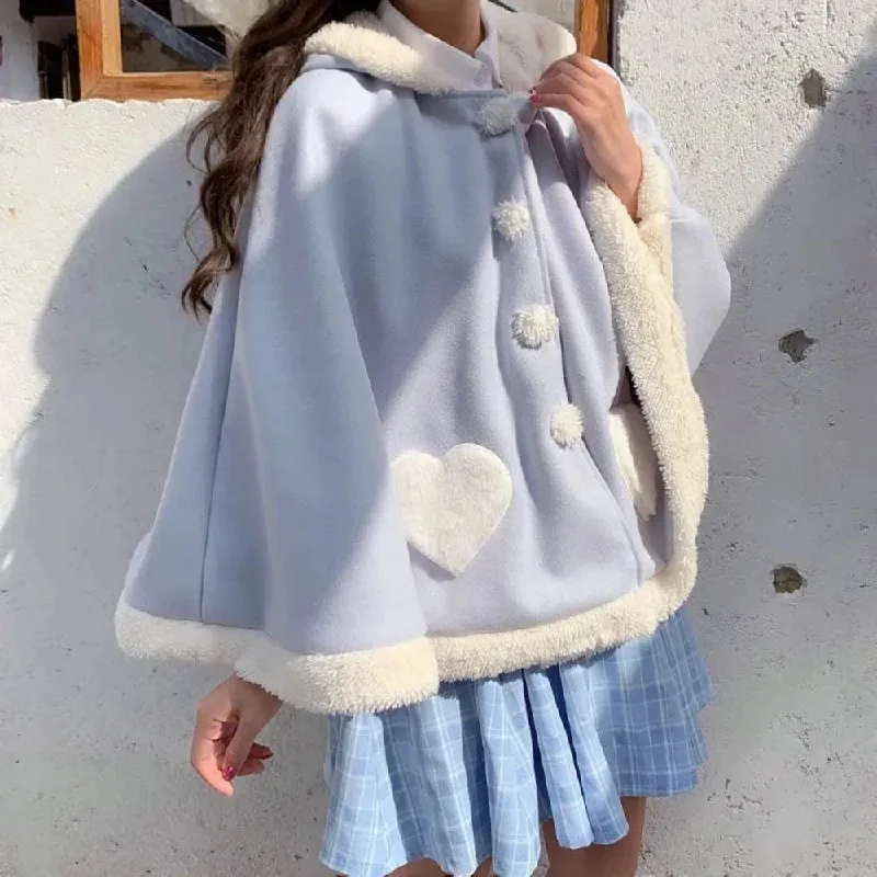 Value Deals Cozy Blue Winter Poncho