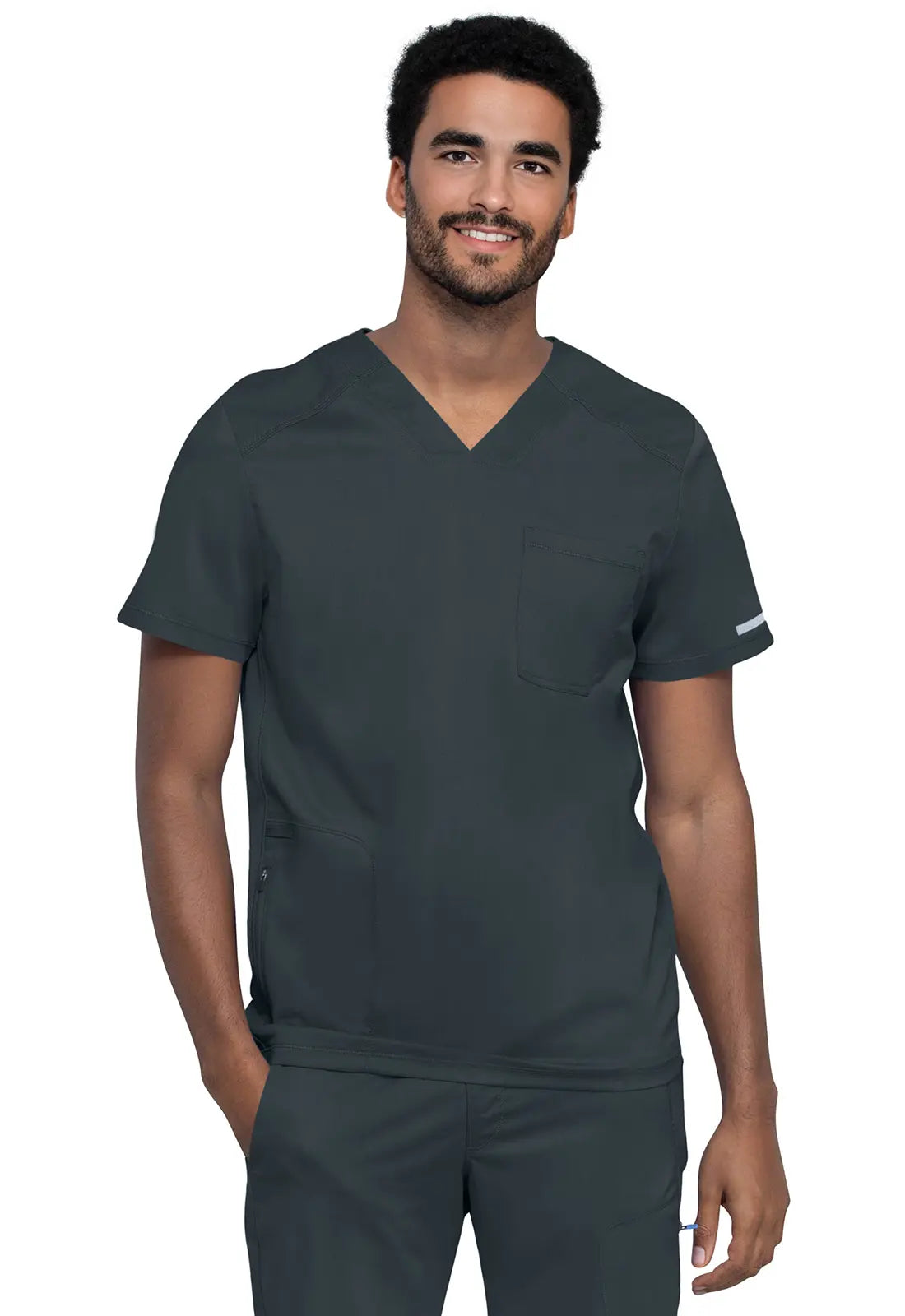 Cherokee Men's 2-Pocket Men's V-Neck Top - Pewter