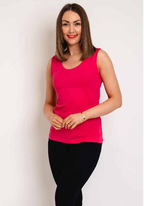 Weekend Discounts to Snag Dolcezza Basic Round Neck Vest Top, Fuchsia