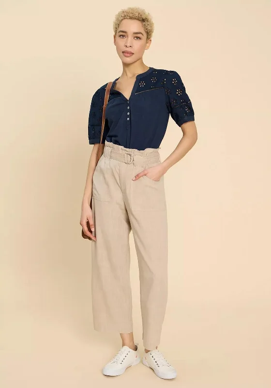 New Arrival White Stuff Bella Broderie Mix Top, French Navy