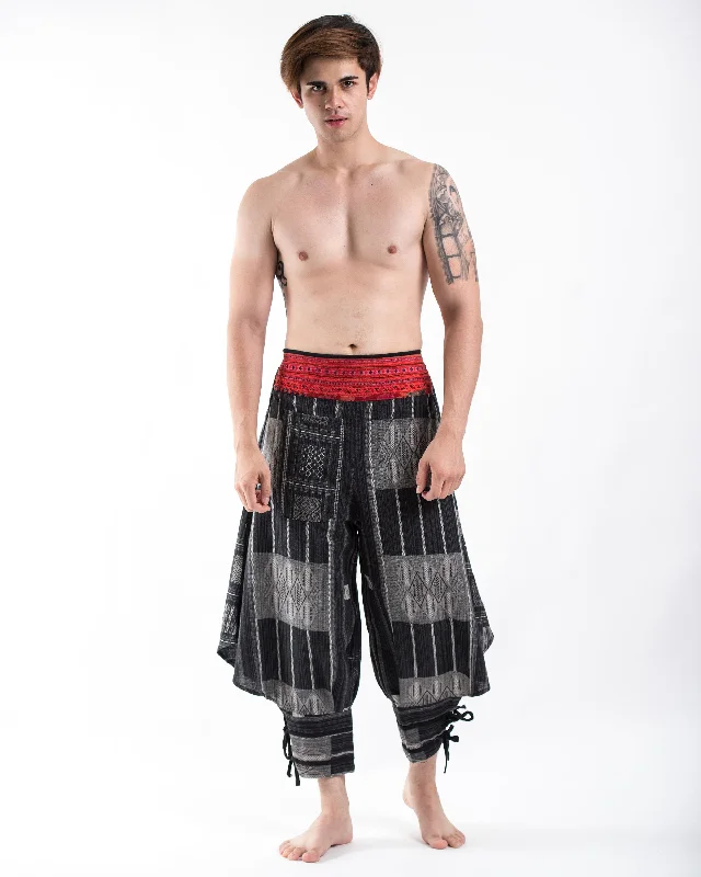 Unbeatable Prices Thai Hill Tribe Fabric Harem Pants with Ankle Straps in Charcoal Gray