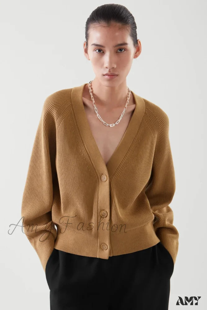 Closeout Sale Casual V-neck Ribbed Bat-sleeve Soft Comfortable Cozy Elegant Lightweight Cardigan