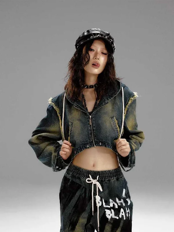 Weekend Bargains to Relish Hooded Short Denim Jacket [S0000010297]