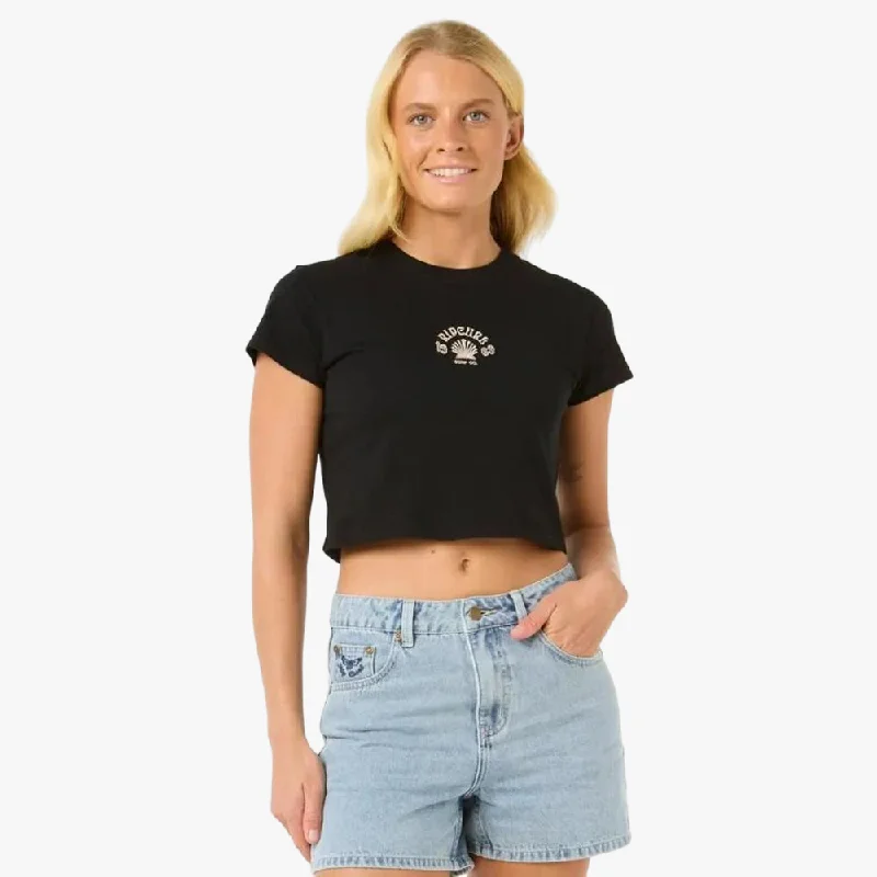 Hurry In Ripcurl Womens Soleil Baby Short Sleeve Tee Washed Black