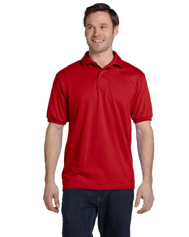 Hanes Jersey Knit Polo Shirt | Deep Red