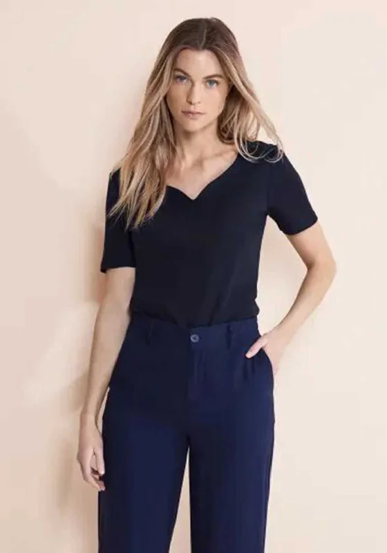 Huge Savings Street One Heart Neckline Top, Deep Blue