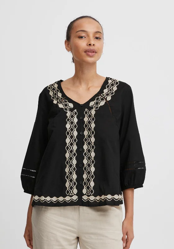 Value Deals B.Young Heidy Embroidered Pattern Blouse, Black