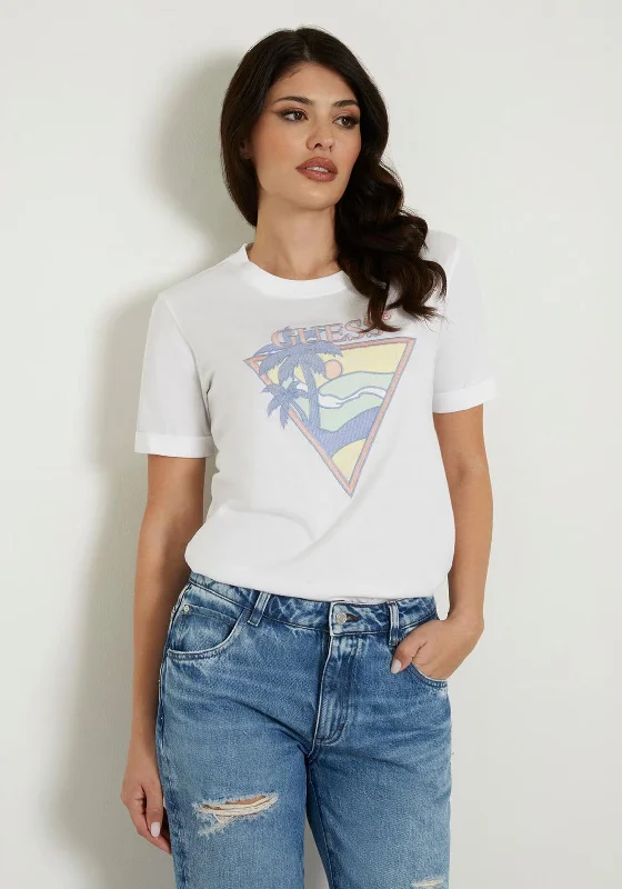 Weekend Savings Spree Guess Triangle Logo T-Shirt, White