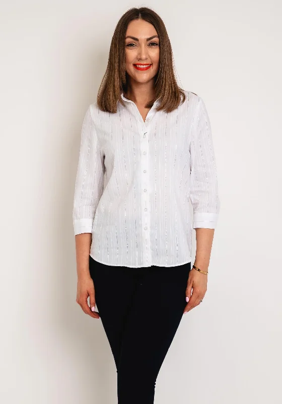 Steals and Deals Erfo Metallic Striped Shirt, White