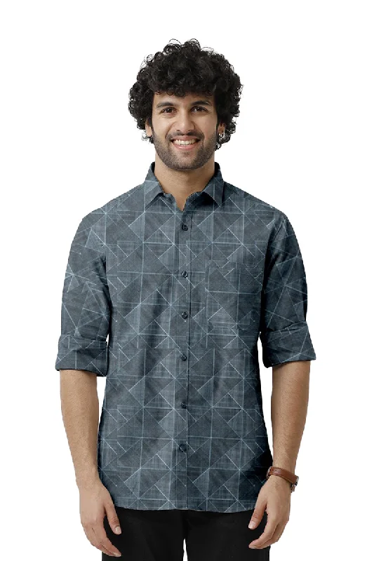 Miami - Blue Printed Casual Shirts for Men | Ariser