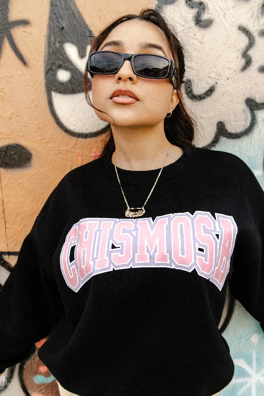 Super Discount Chismosa Varsity Sweater - Black/Pink