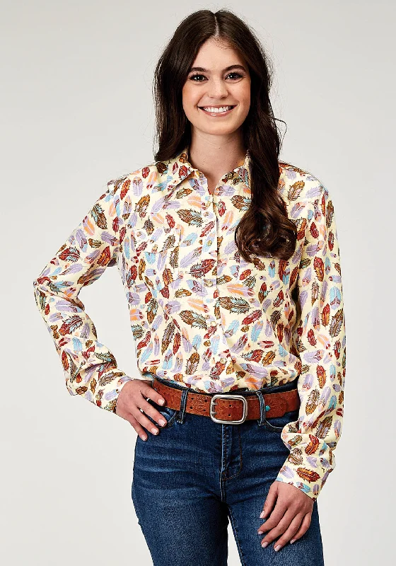 Online Only Roper Womens 1990 Feather Toss Multi-Color 100% Rayon L/S Shirt