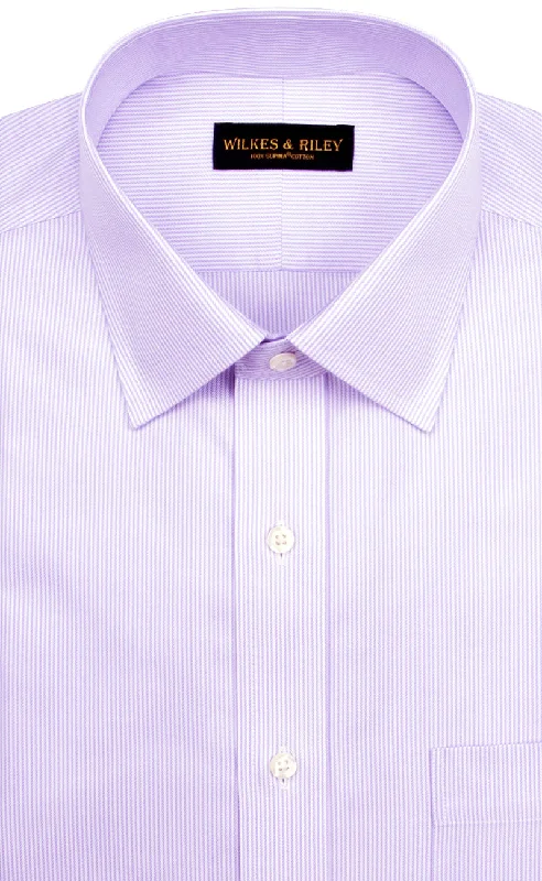 Slim Fit Purple Stripe Spread Collar Supima® Cotton Non-Iron Twill Dress Shirt