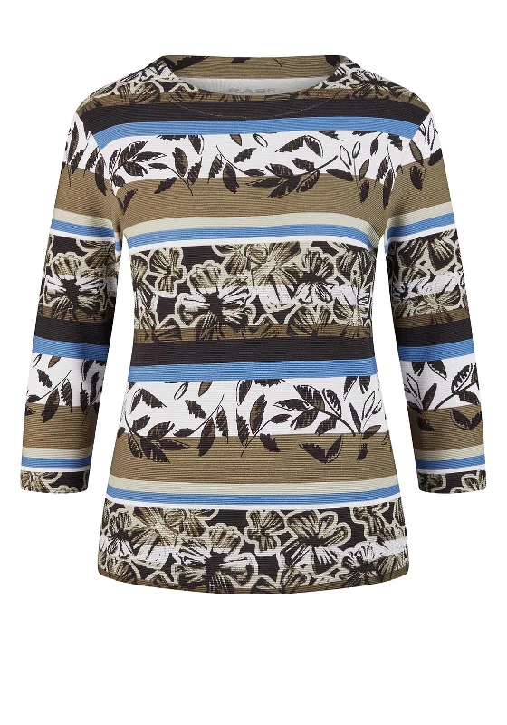 Don't Miss Out Rabe Multi Print Ribbed Sweatshirt, Khaki