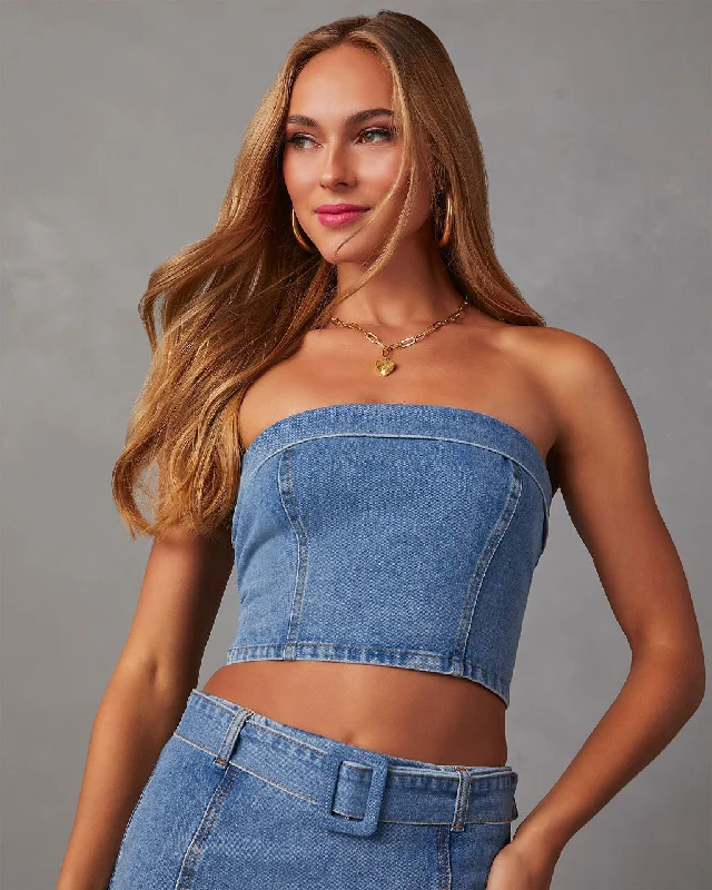 Unmissable Offer Marie Cropped Denim Tube Top