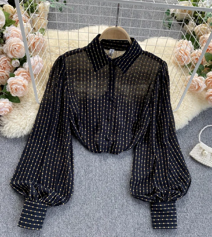 Hurry In Stylish long sleeve black tops  341