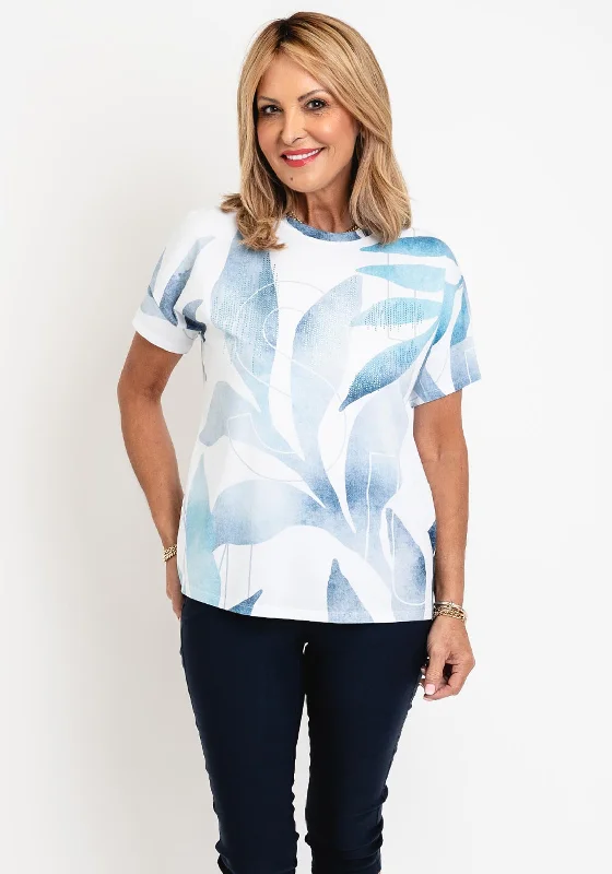Crazy Deal Rabe Rhinestone Embellished Print T-Shirt, Blue
