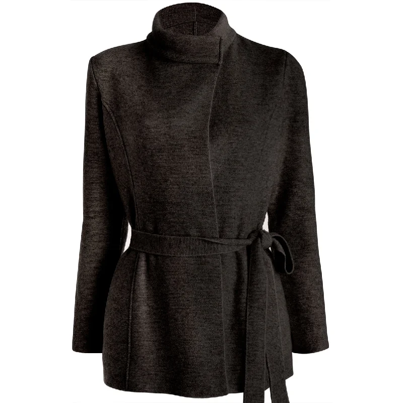 Discount Mania Long Belted Cardigan in Grey