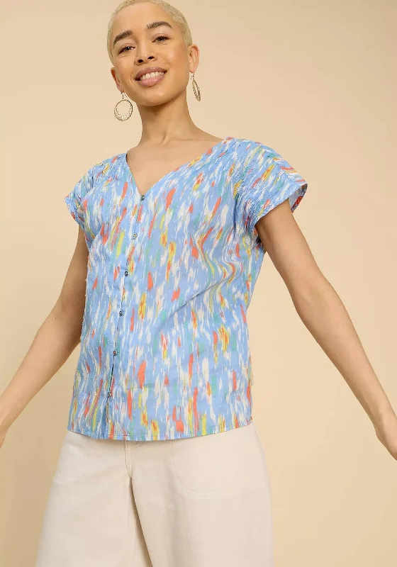 Great Deal White Stuff Rae Organic Cotton Vest, Ivory & Blue