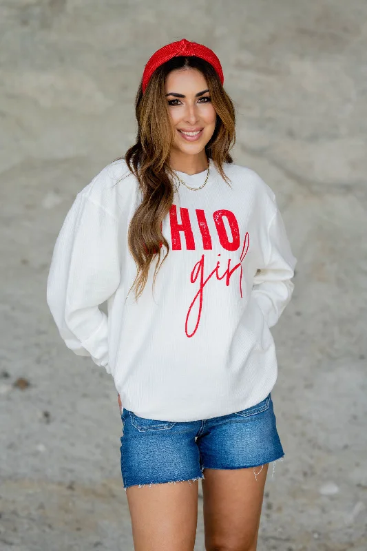 Weekend Offers That Dazzle Bold Ohio Girl Ribbed Graphic Crewneck