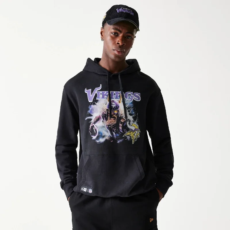 Minnesota Vikings NFL Games Premium Apparel Black Oversized Pullover Hoodie