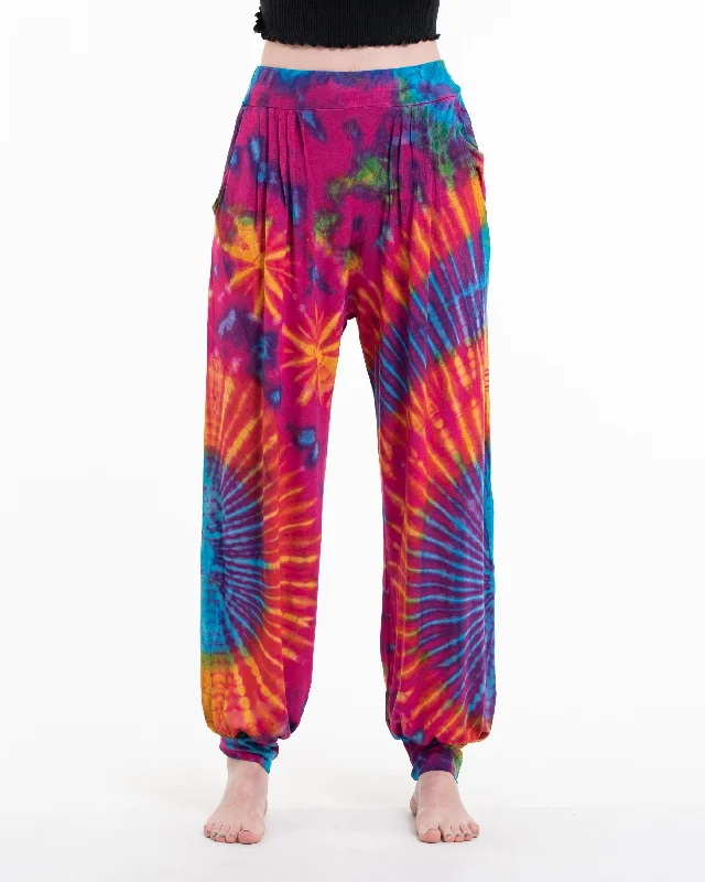 Limited Offer Unisex Tie Dye Cotton Harem Pants in Pink