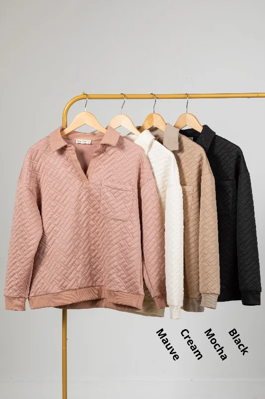 Seasonal Clearance Soft Quilted Pullover With Collar