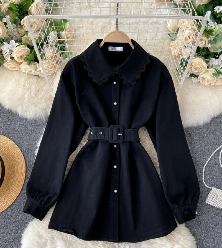 Price Buster Stylish denim lace long sleeve top  357