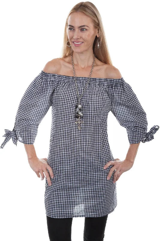 Special Promotion Scully Womens Black/White 100% Cotton Gingham S/S Blouse