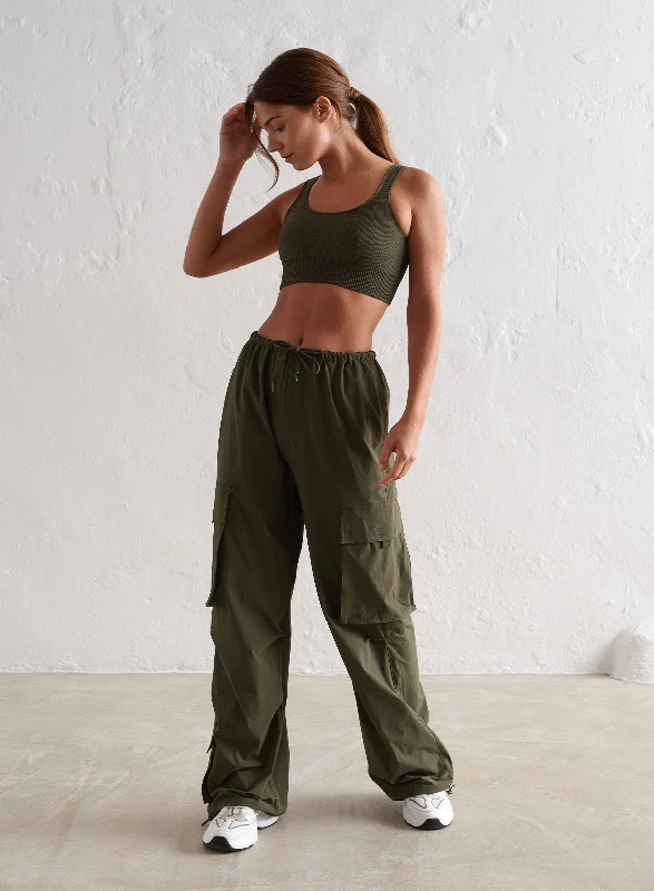 Reduced Price Khaki Windbreaker Parachute Pants