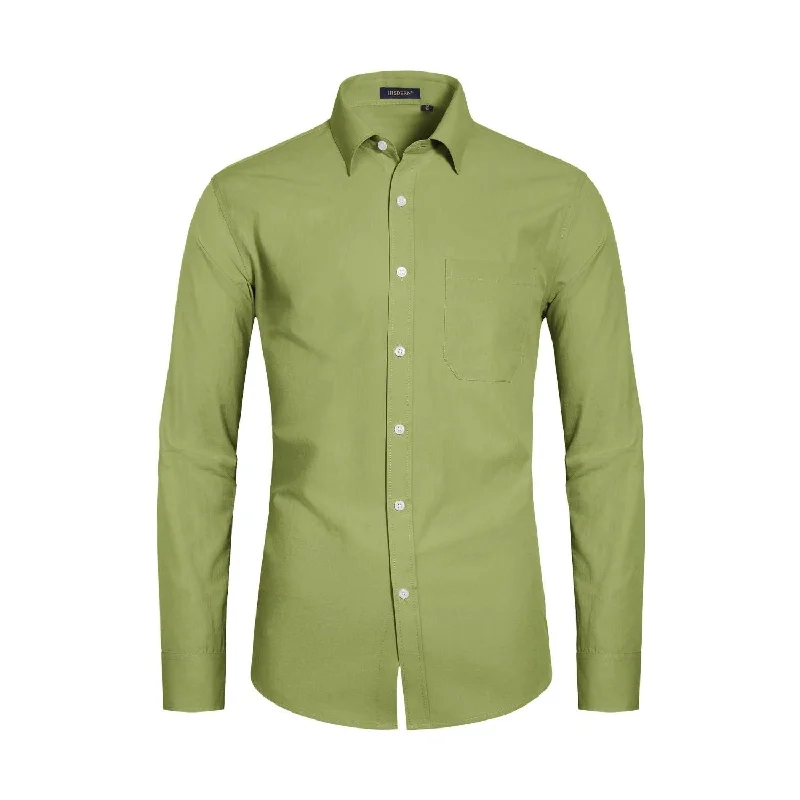 Men's Dress Shirt with Pocket - G-GRASS GREEN