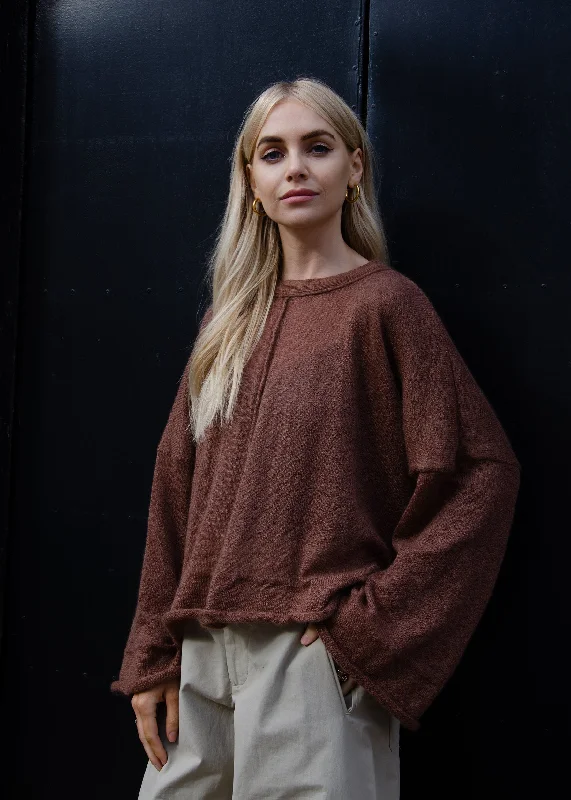 Don't Delay Alex Crop Sweater | Burnt Toffee